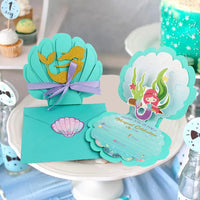 6Pcs Mermaid Party Invitations Pearlescent Mermaid Birthday Party Supplies with Envelopes for Kids Girls Birthday Wedding Decor Good Vibrations