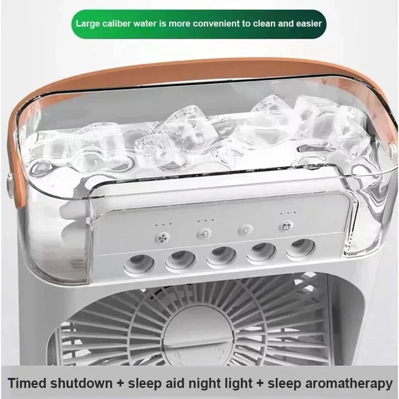 NEW Portable Humidifier Fan Air Conditioners USB Electric Fan LED Night Light Water Mist Fun 3 In 1 Air Cooler Humidifie ForHome Good Vibrations