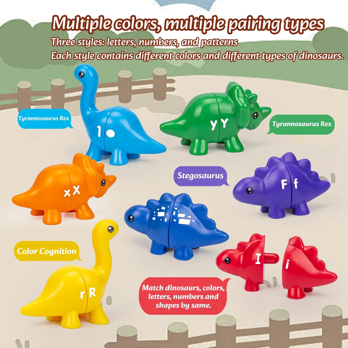 Matching Dinosaur Toy With storage bucket Montessori Toys for Kids Counting Learning Toys for Toddlers Children Development Game Good Vibrations