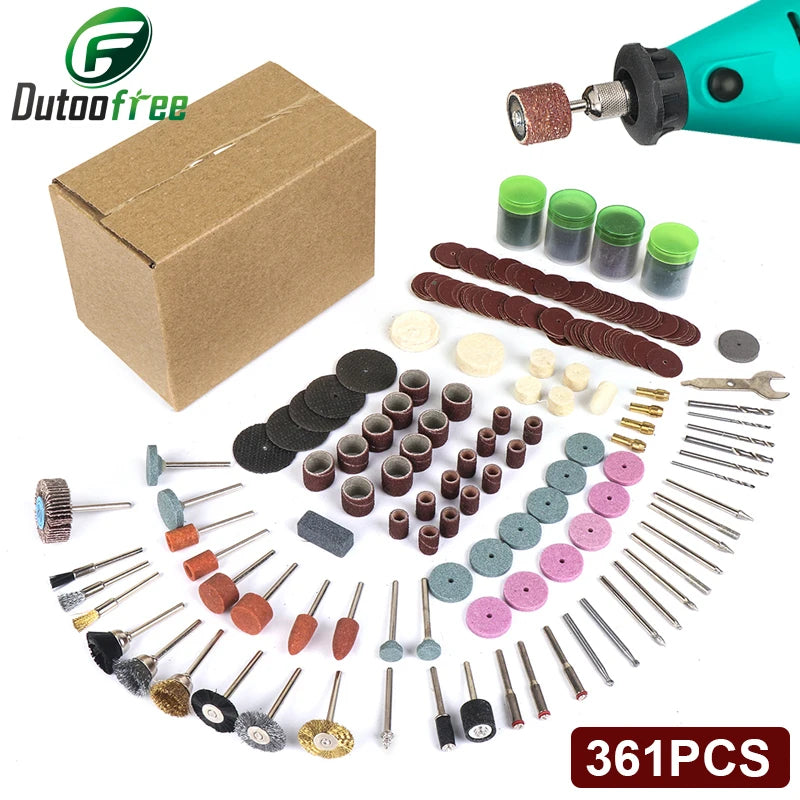 361PCS/lot Power Tools Dremel Rotary Tool Accessory Set Fits for Dremel Drill Grinding Polishing Dremel Accessories Good Vibrations