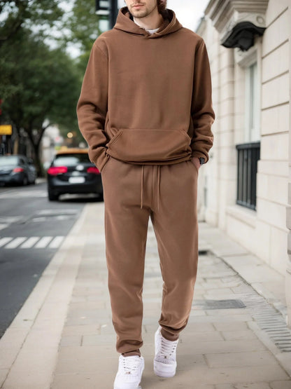Men's Autumn and Winter Solid Color Hoodie+jogging Pants Two-piece Set Fashionable Outdoor Casual Sportswear Men's Tracksuit Good Vibrations
