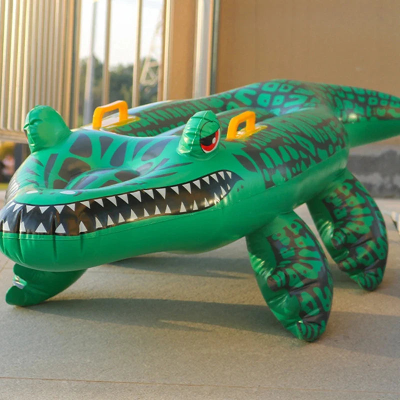 Inflatable Surfing Board Cartoon Crocodile Floating Bed Summer Party Water Sports Toys Kids Water Playing Floats Swimming Pool Good Vibrations
