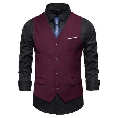 Blue Suit Vest, Men's Business Sleeveless Vests Jacket, Asian size S-6XL, Wedding Party Waistcoat, Red Purple Black Gray Good Vibrations