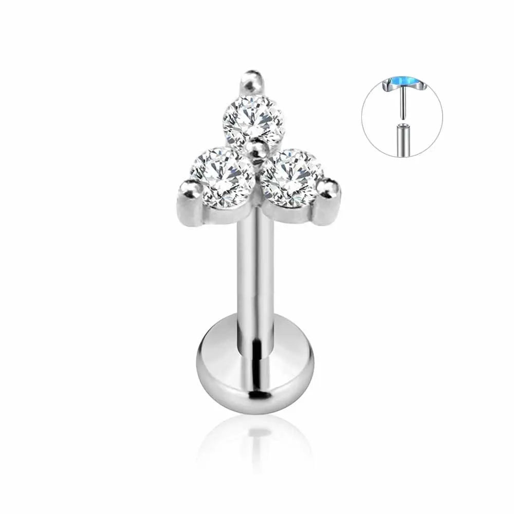 ASTM F136 G23 Titanium Flower Petals Star Heart Butterfly Threadless Piercing Pin Push in Labret Daith Conch Earring 16G 18G 20G Good Vibrations