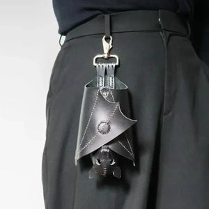Coin Purse PU Leather Bat Gothic Bag Keychain Change Purse with Foldable Wings for Shopping Travel Work School Events Outdoor Good Vibrations