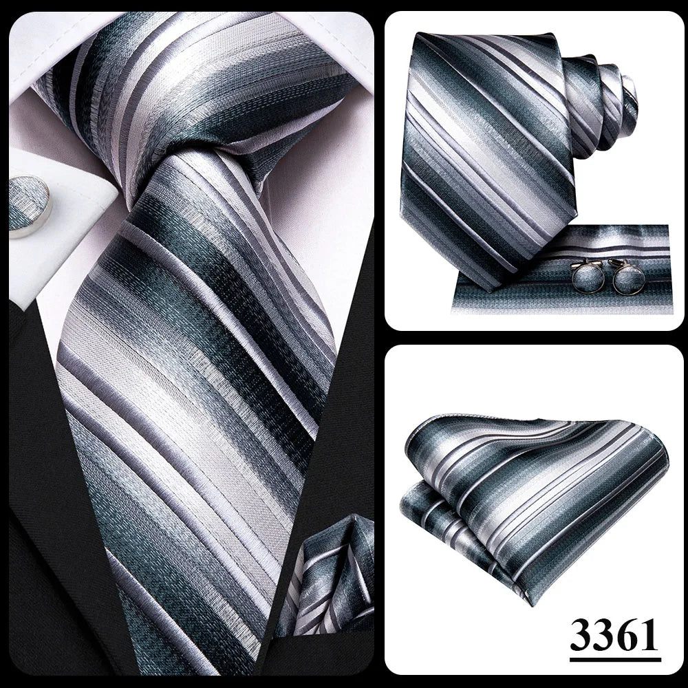 Black Red Striped Silk Wedding Tie For Men Handky Cufflink Gift Men Necktie Fashion Business Party Dropshiping Hi-Tie Designer Good Vibrations