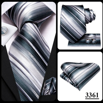 Black Red Striped Silk Wedding Tie For Men Handky Cufflink Gift Men Necktie Fashion Business Party Dropshiping Hi-Tie Designer Good Vibrations