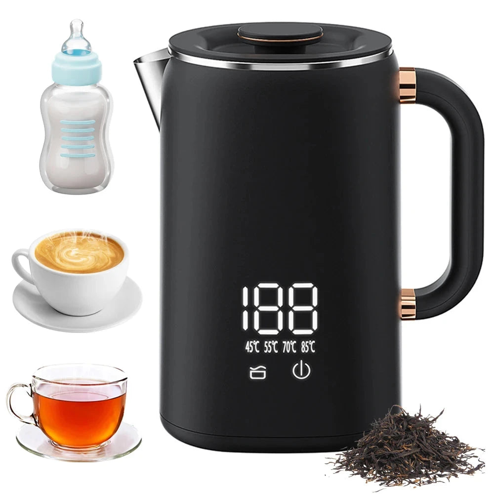 Electric Water Boiler Kettle for Tea Coffee 5 Levels Temperature Control Auto Shut Off Double Layer Insulated Hot Water Kettle Good Vibrations