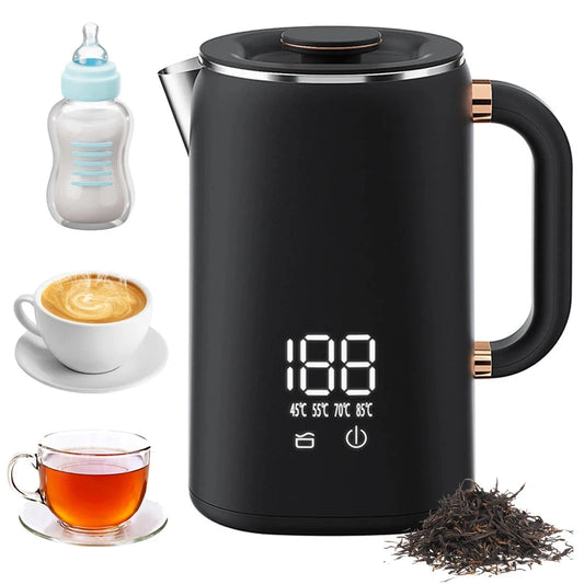 Electric Water Boiler Kettle for Tea Coffee 5 Levels Temperature Control Auto Shut Off Double Layer Insulated Hot Water Kettle Good Vibrations