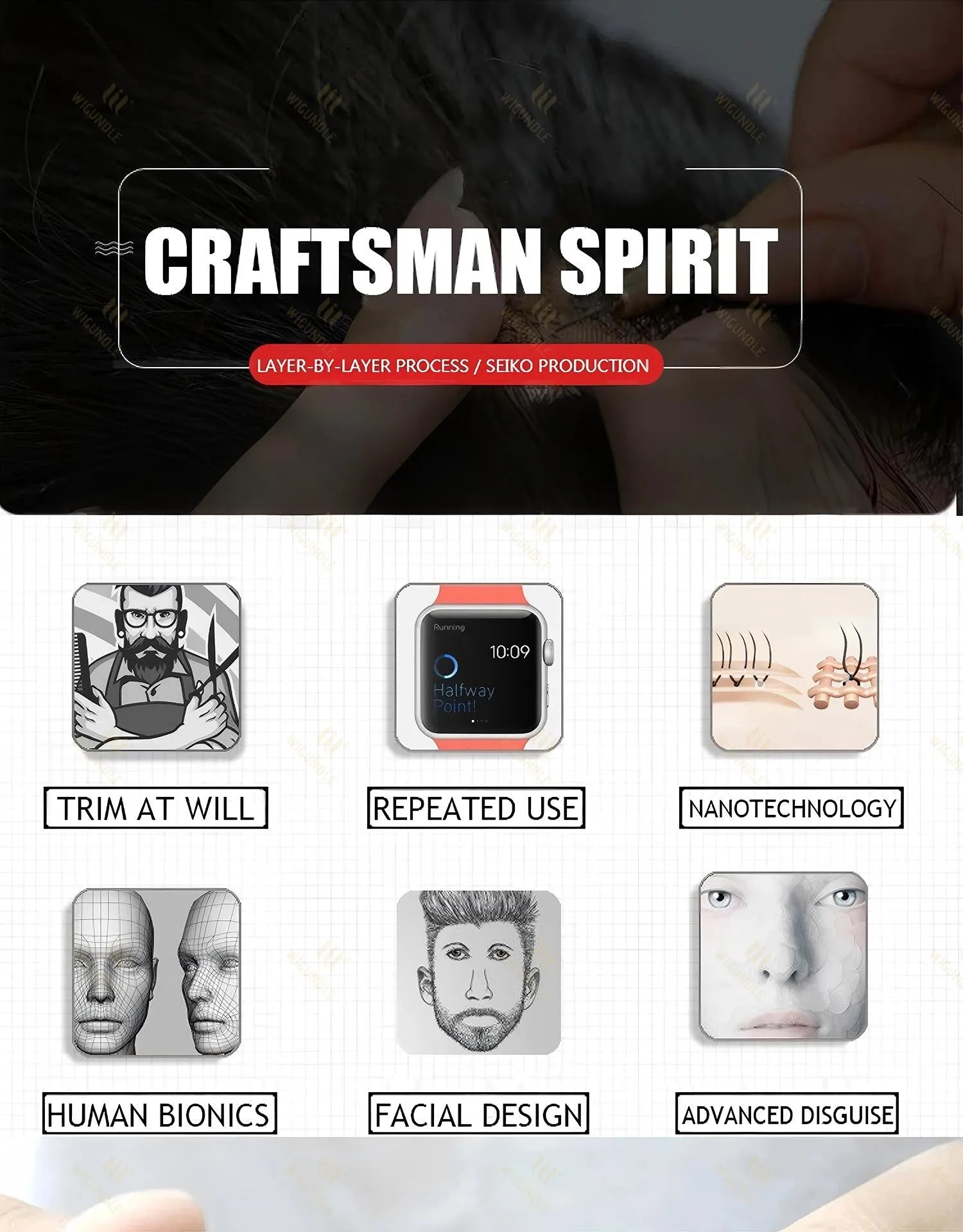 Wigundle Man's Beard Hand Made Real Hair Fake Beard Mustache Fancy Synthetic Invisible for Makeup Fake Hair Cospaly Party Tools Good Vibrations