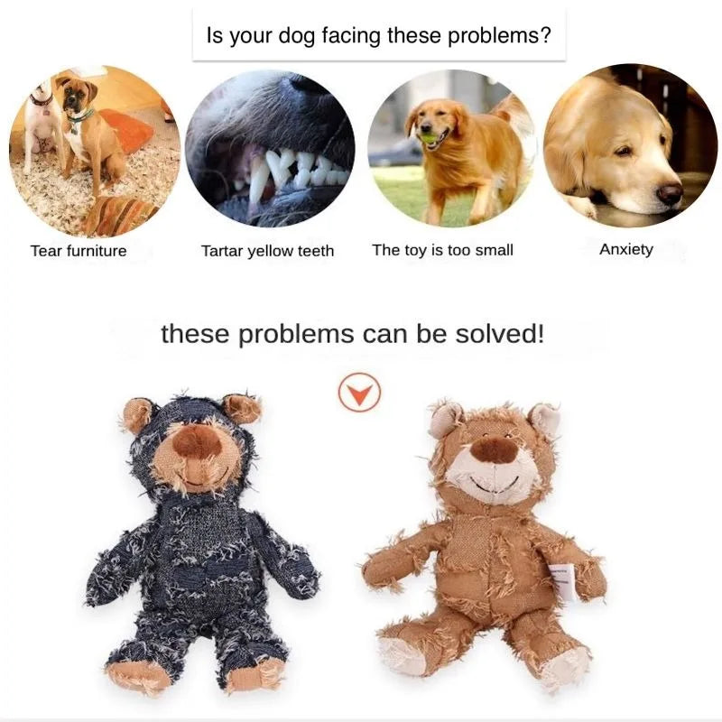 Pet Teddy Bear Soundmaking Toy Plush Interactive Dog Toys Grinding Cleaning Teeth Anti Bite Abreact Plaything Bear Pets Supplies Good Vibrations