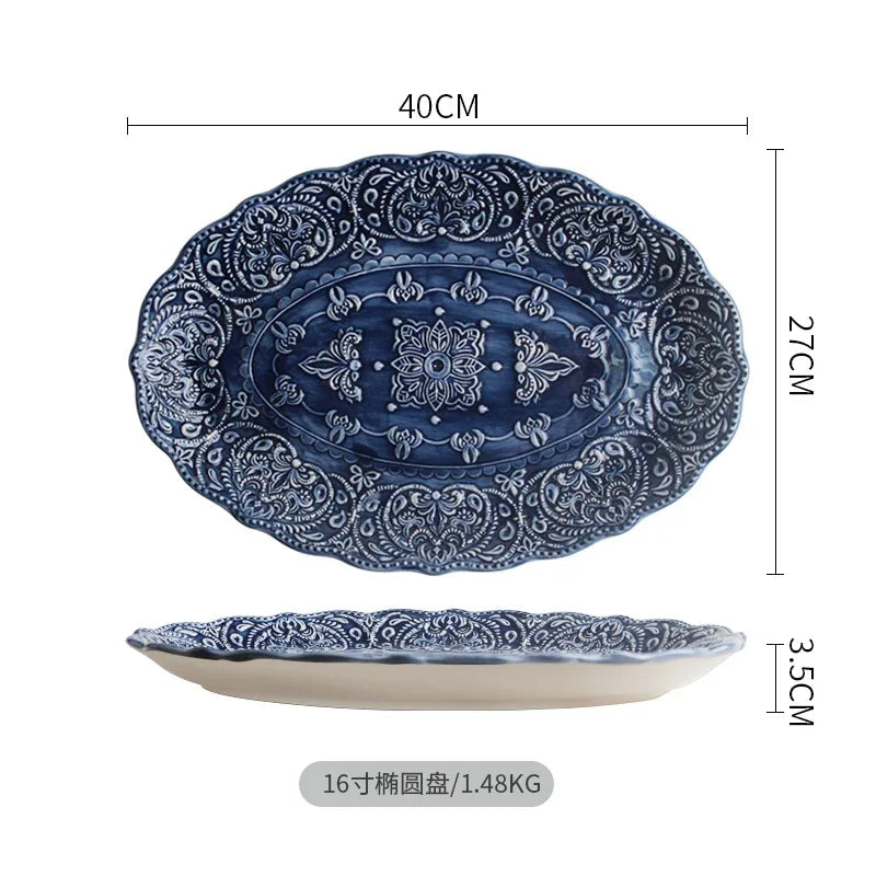 Creative Household Dinner Plate European Ceramic Steak Dinner Plate Light Luxury Relief Tableware Small Dish Kitchen Utensils Good Vibrations