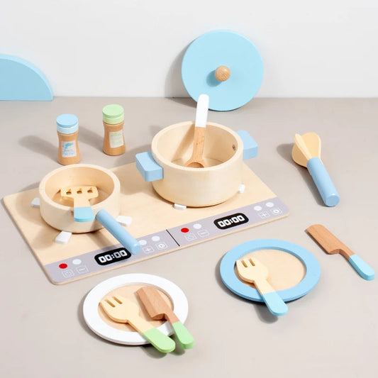Wooden Toy Play House Early Education Simulation Kitchen Children Cooking Toys Gift Good Vibrations