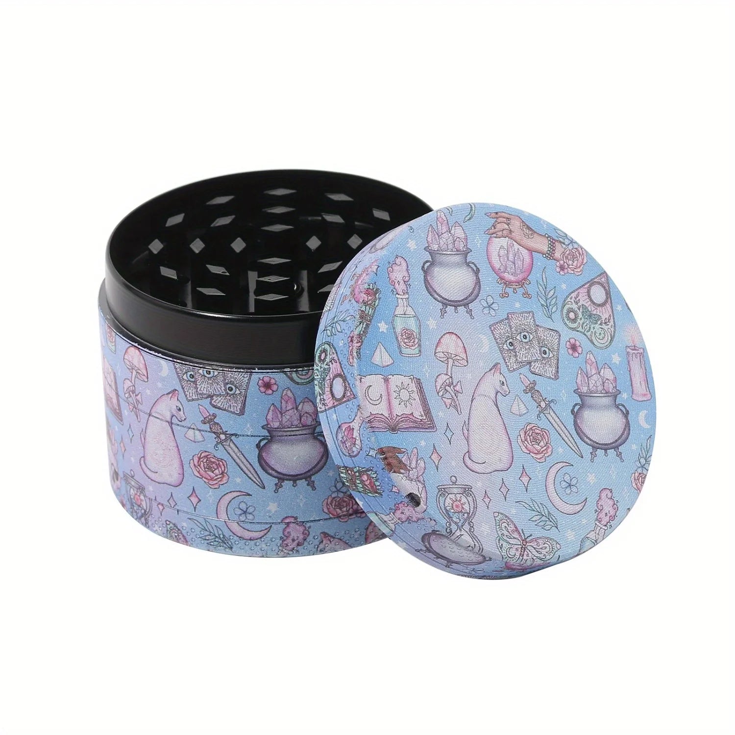 2 Pieces Kitten Bear Floral Mushrooms The Magic World Grinder and Rolling Tray Combo Good Vibrations Adult Super Store