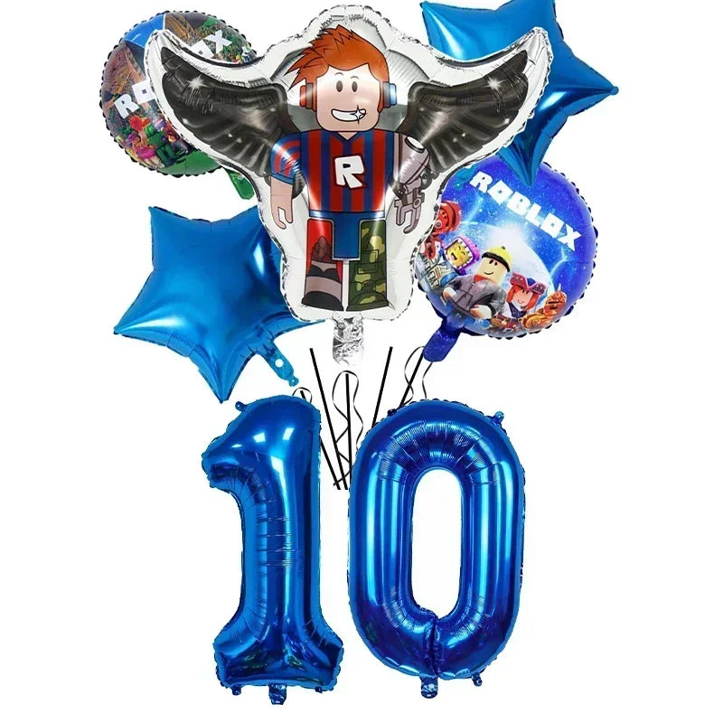 Game Roblox Cartoon Party Theme Birthday Supplies Balloon Banner Cake Topper Tableware Set Decorative Anime Peripheral Gifts Good Vibrations