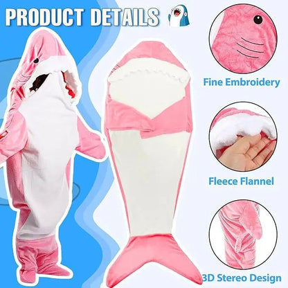 Shark Cosplay Onesie Pajamas  Flannel Loose Couple Adult Camping Sleeping Bag Wearable Blanket Funny Gifts Pajama Party Costume Good Vibrations