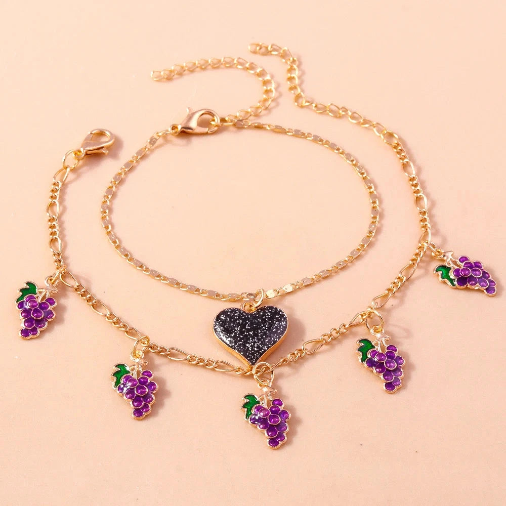 Aihua Boho Gold Color Red Heart Cherry Necklace Romantic Sweet Simple Clavicle Necklaces for Women Collar Fashion Jewelry Gifts Good Vibrations