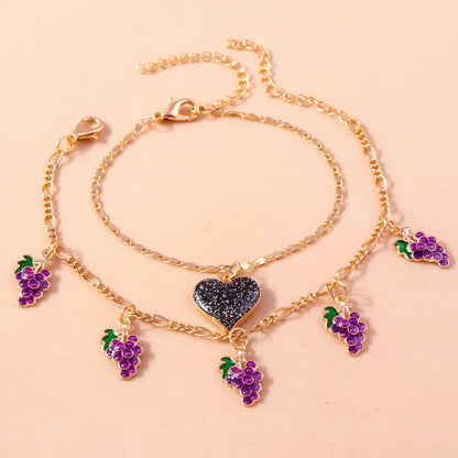 Aihua Boho Gold Color Red Heart Cherry Necklace Romantic Sweet Simple Clavicle Necklaces for Women Collar Fashion Jewelry Gifts Good Vibrations