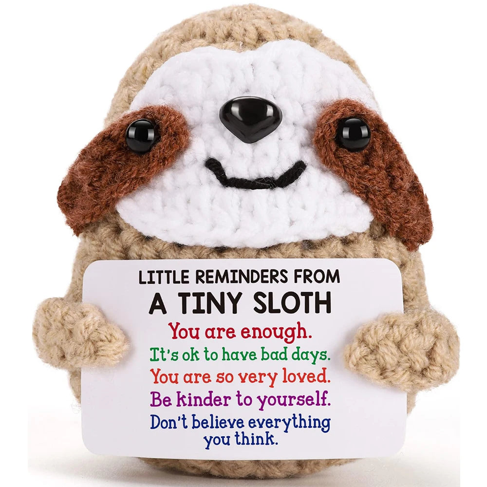 Inspirational Birthday Gifts for Women, Small Reminders of Emotional Positivity and Support, Shark, Penguin, Duck, Fun and Cute Knitted Sloth, Suitable for Her, Him, College Friends, Colleagues, Christmas Stocking Stuffers Good Vibrations