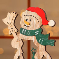 Christmas Decoration DIY Wooden Crafts Creative Ornaments Santa Claus Snowman Reindeer Christmas Desktop Decoration Gifts Good Vibrations