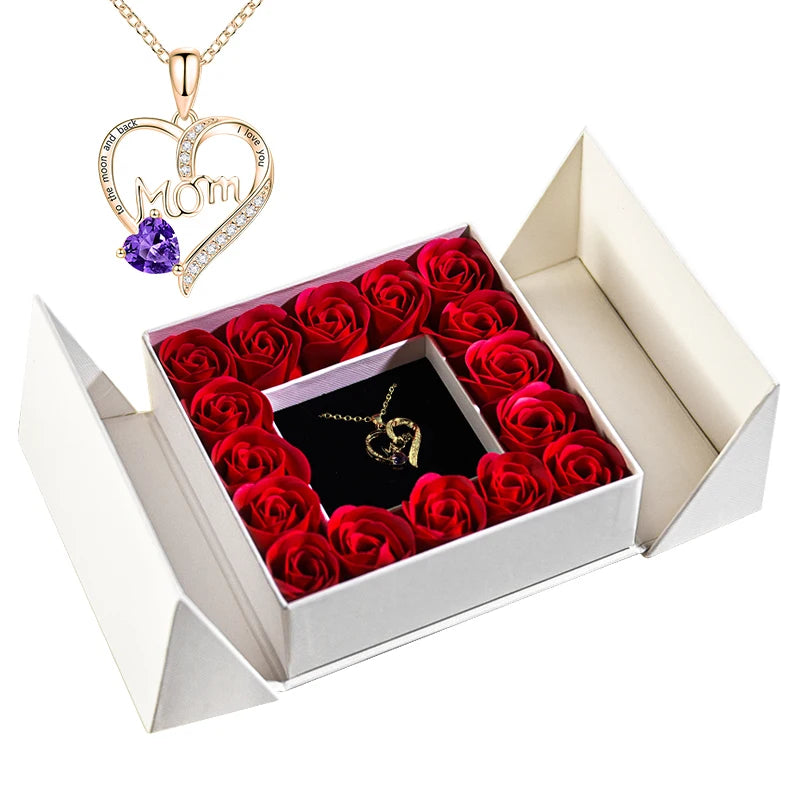 Gifts for Women Jewelry Pendant Necklace /w Soap Eternal Rose Gift Box Mother's Day Necklace Jewelry Wedding Anniversary Gifts Good Vibrations