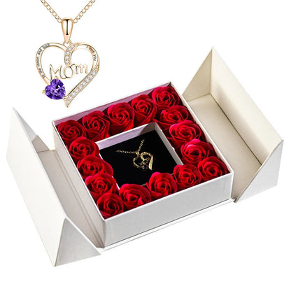 Gifts for Women Jewelry Pendant Necklace /w Soap Eternal Rose Gift Box Mother's Day Necklace Jewelry Wedding Anniversary Gifts Good Vibrations