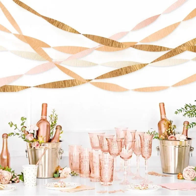 Fall Wedding Decor Gold Orange Pink Beige Crepe Paper Streamers Boho Party Decoration for Wedding Bachelorette Birthday Supplies Good Vibrations