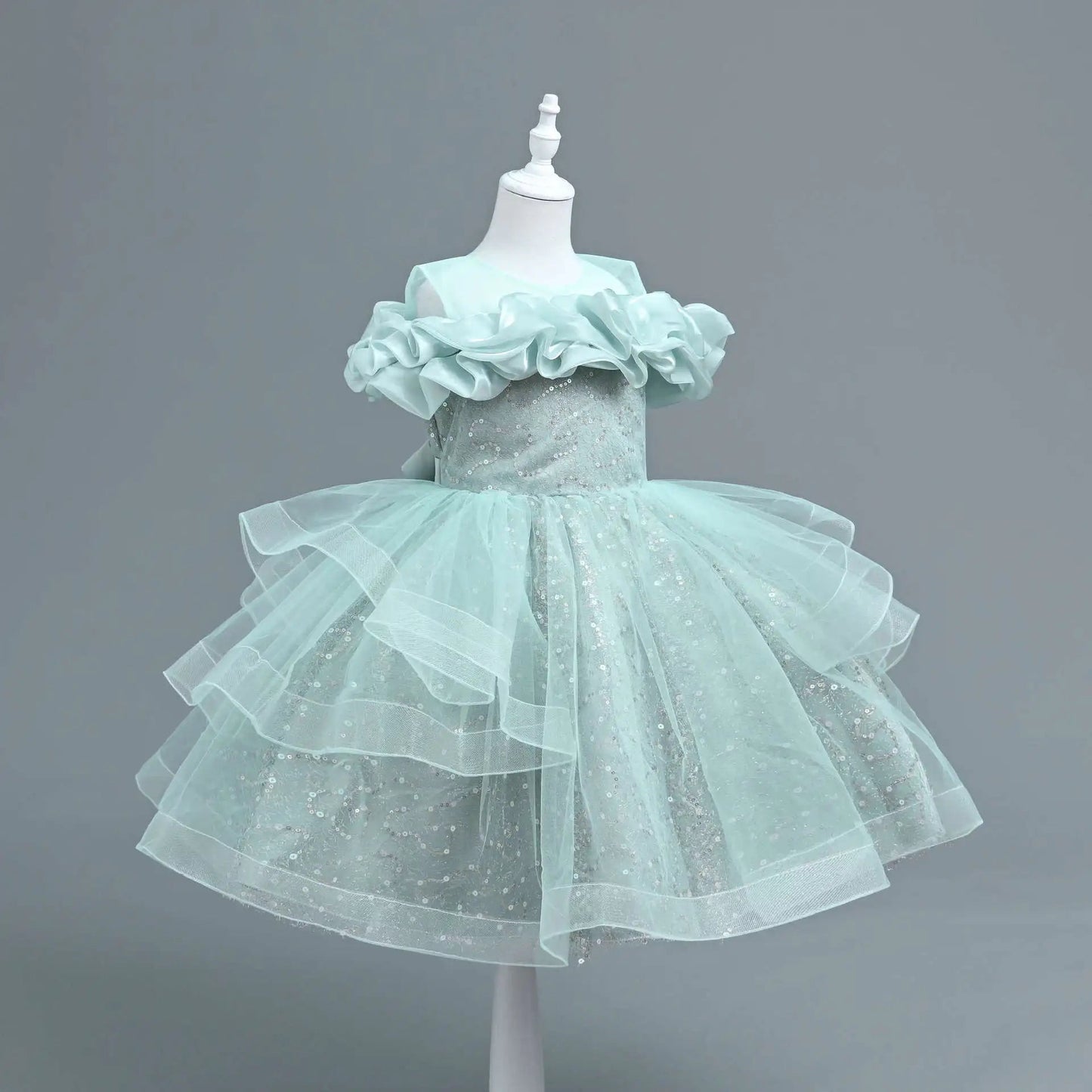 New Girl's Wedding Evening Dress Petal Sequin Mesh Sleeveless Dress Birthday Party School Graduation Party Dress Good Vibrations