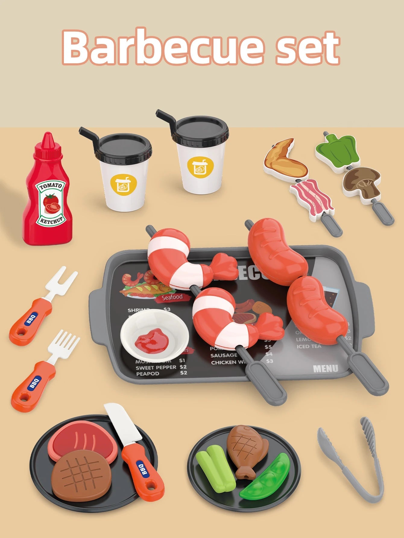 Children's toys: Pretend play, barbecue, fast food, pizza, sushi, afternoon tea, desserts, kitchen food, toy sets Good Vibrations
