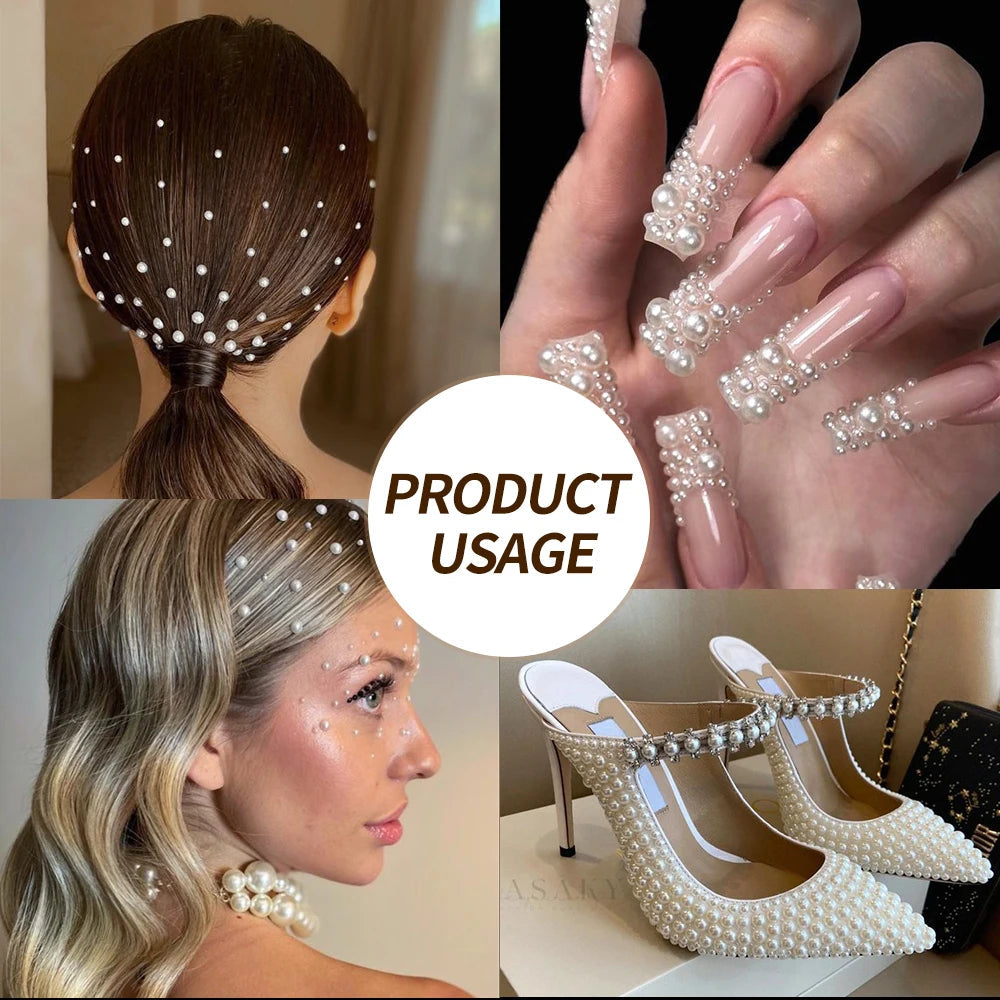 12grids Half Round Pearls Beads 3D Nail Charms 1.5/2/2.5/3/4/5mm White Flatback Pearls Nail Jewelry Nail Craft Pearl Rhinestones Good Vibrations
