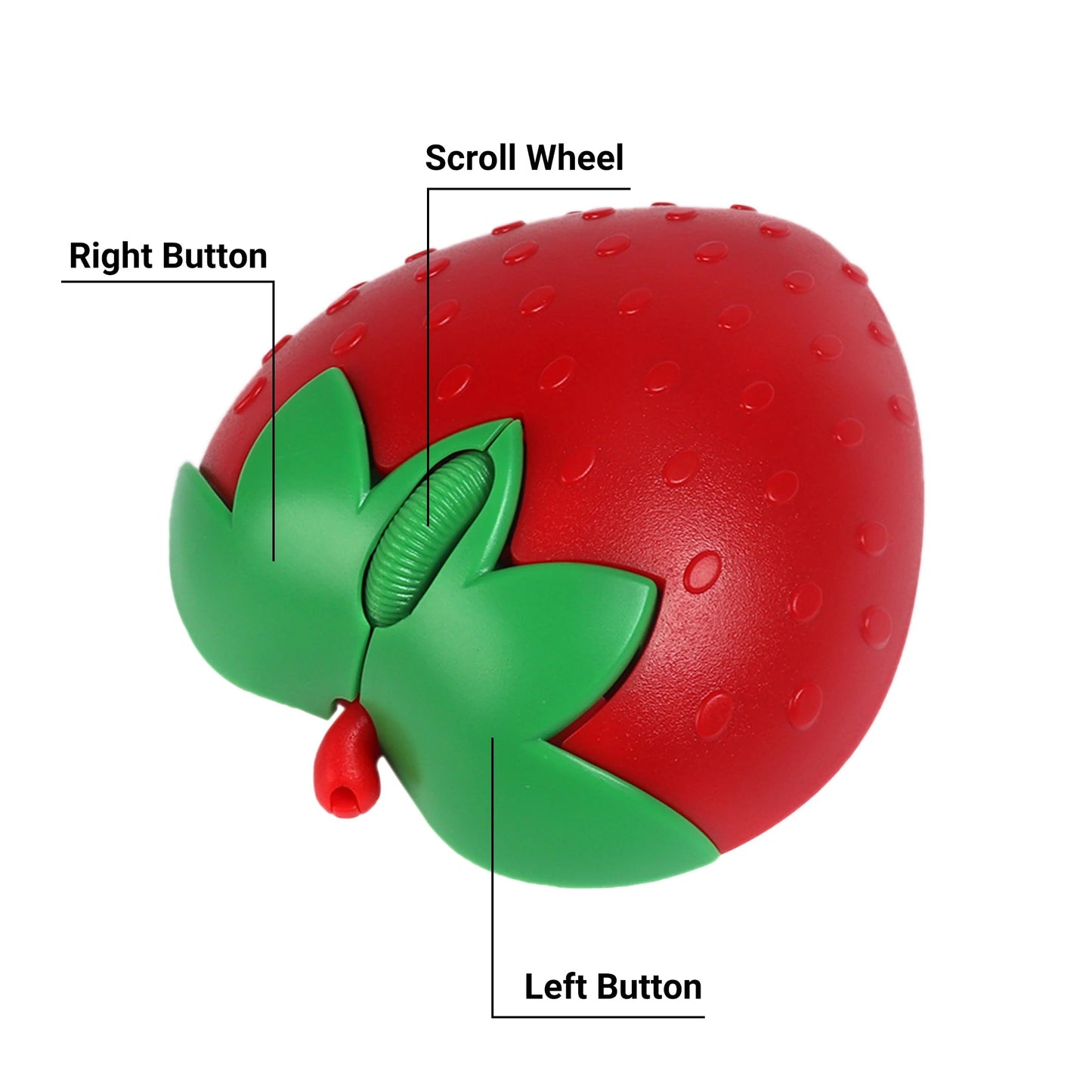 Wireless Cute Mouse 2.4G Bluetooth Dual-mode Strawberry Appearance Mute Button Light Weight Portable Office Use Gift For Girl Good Vibrations