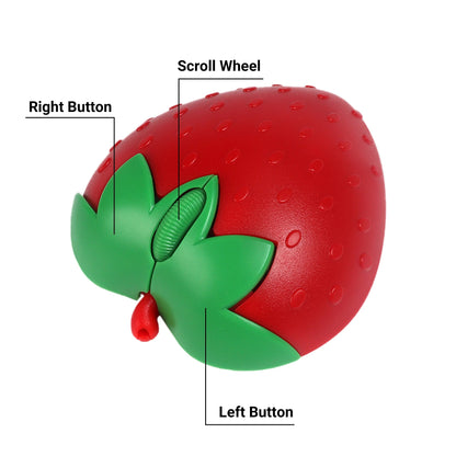 Wireless Cute Mouse 2.4G Bluetooth Dual-mode Strawberry Appearance Mute Button Light Weight Portable Office Use Gift For Girl Good Vibrations
