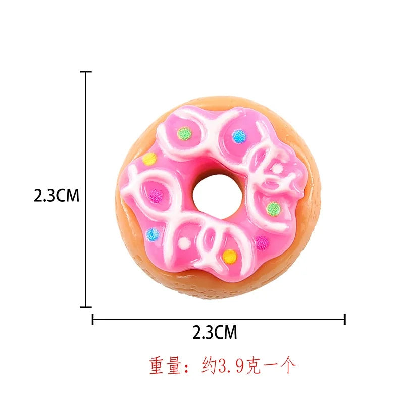 8pcs Kawaii New Cute Mini Donut Flat Back Resin Cabochons Scrapbooking DIY Jewelry Craft Decoration Embellishments Accessories Good Vibrations