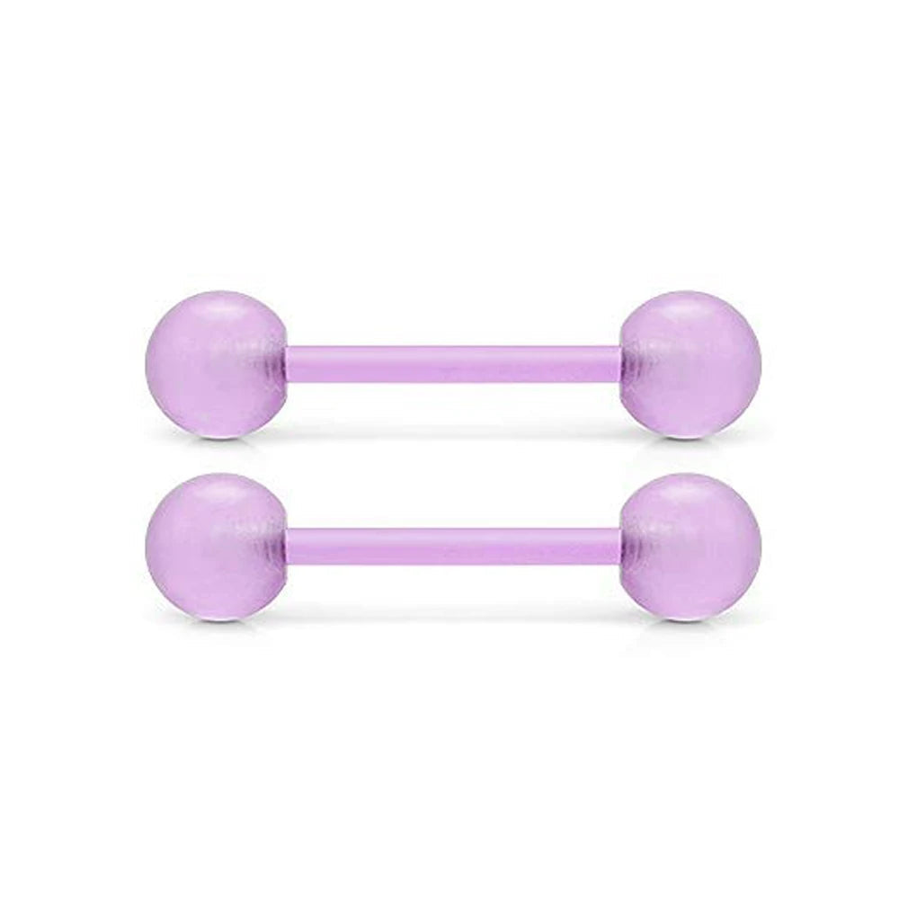 2 Pieces 14G 16mm Night Glow Flexible Acrylic Straight Tongue Ring pacifier Ring Fixed Perforated For Woman and Man Good Vibrations
