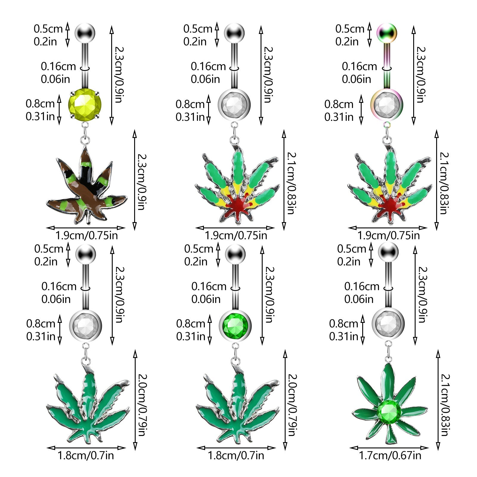 1PC Green Maple Leaf Belly Navel Ring Leaves Weed Dangle Belly Button Piercing Jewelry Surgical Steel Barbell Botton Piercing Good Vibrations Adult Super Store