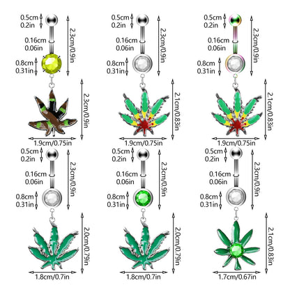 1PC Green Maple Leaf Belly Navel Ring Leaves Weed Dangle Belly Button Piercing Jewelry Surgical Steel Barbell Botton Piercing Good Vibrations Adult Super Store
