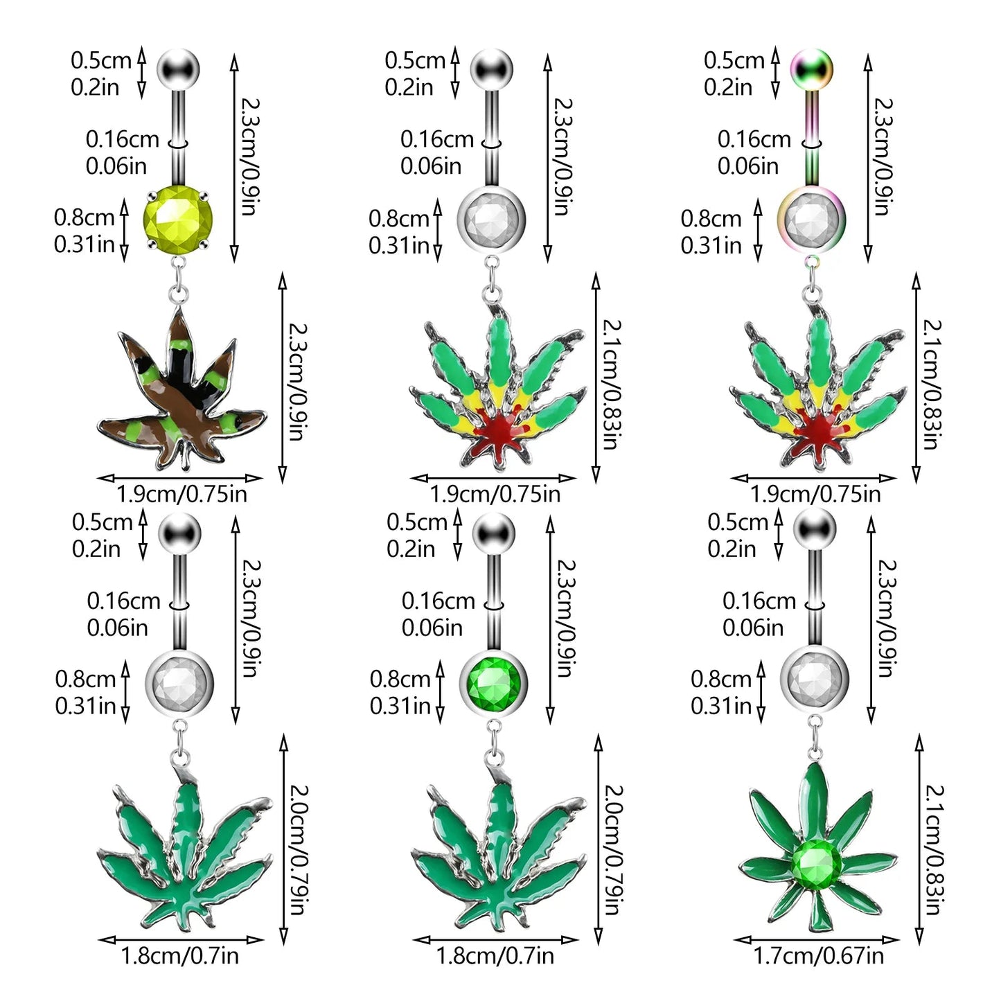 1PC Green Maple Leaf Belly Navel Ring Leaves Weed Dangle Belly Button Piercing Jewelry Surgical Steel Barbell Botton Piercing Good Vibrations Adult Super Store