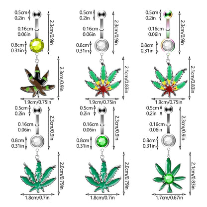 1PC Green Maple Leaf Belly Navel Ring Leaves Weed Dangle Belly Button Piercing Jewelry Surgical Steel Barbell Botton Piercing Good Vibrations Adult Super Store