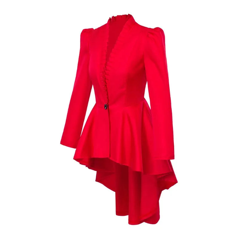 Women Medieval Victorian Costume Tuxedo Tailcoat Gothic Steampunk Trench Irregular Hem Vintage Frock Outfit Coat Party Dress Good Vibrations