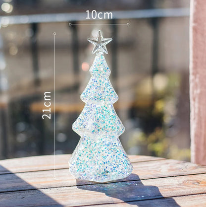 Christmas Tree Glass Night Light for Home Xmas Romantic Holiday Atmosphere Arbol De Navidad Ornaments LED Luminous Decoration Good Vibrations