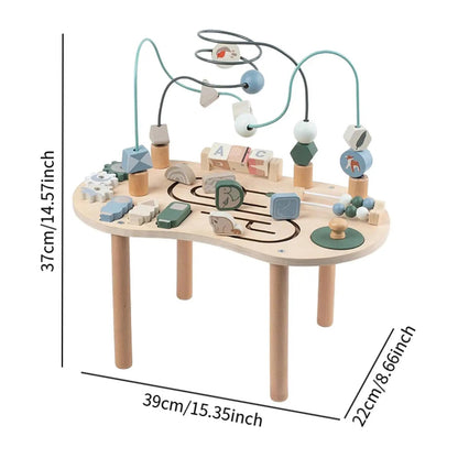 Wooden Activity Table Activity Center Portable Track Maze Wooden Sensory Play Table Sensory Toy for Kids Boys Girls Infant Good Vibrations