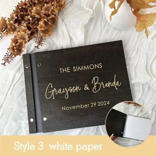 Personalized Guest Book Wedding Album Memory Wooden Adventure Rustic Unique Photo Album For Custom Name Marriage Wedding Gift Good Vibrations