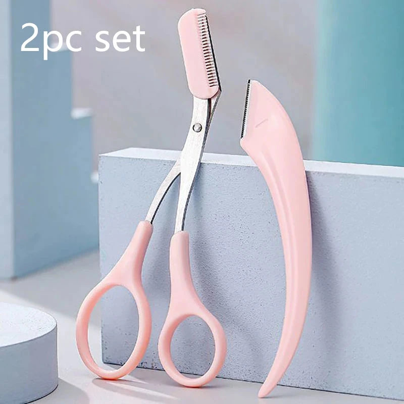 Eyebrow Razor Eyebrow Trimmer Scissor Beauty Products for Women Eyebrow Scissors with Comb Stainless Steel Beauty Makeup Tools Good Vibrations