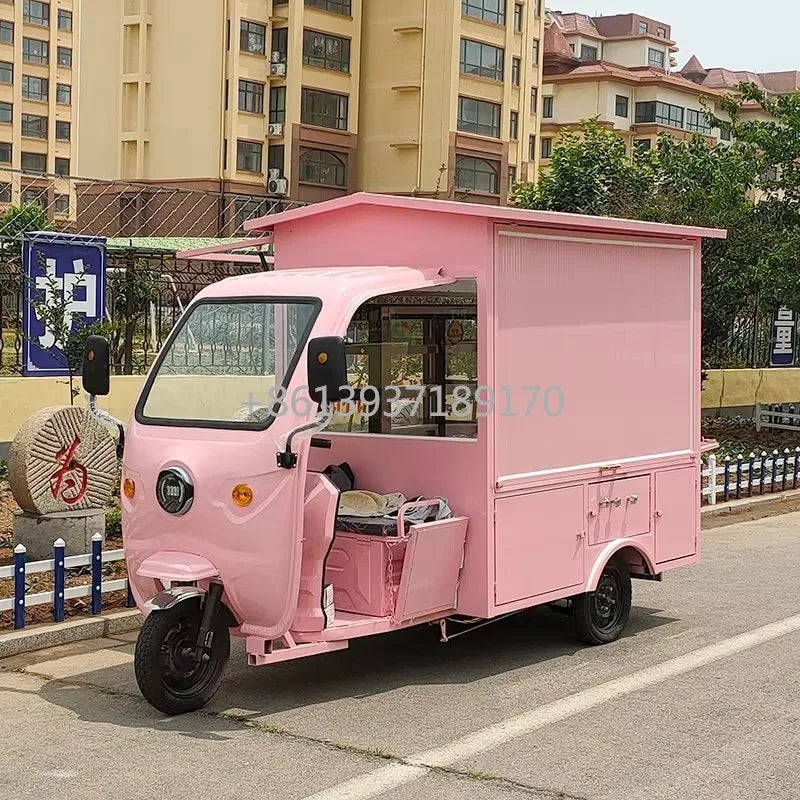 Electric Enclosed Tuk Electric Tricycle Big Space Vending Snack Food Cart Mobile Fast 3 Wheel Food Truck Tricycle Good Vibrations