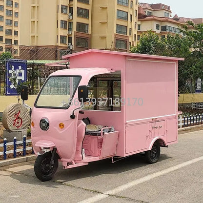 Electric Enclosed Tuk Electric Tricycle Big Space Vending Snack Food Cart Mobile Fast 3 Wheel Food Truck Tricycle Good Vibrations