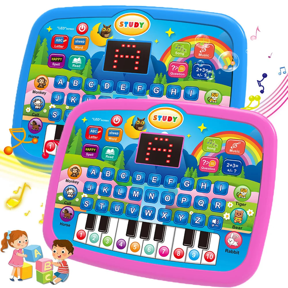 Kids’ Education Tablet Toy, Age 3+ Literacy Math Music Learning, Doubles as Electronic Keyboard, Birthday Christmas Gift Good Vibrations