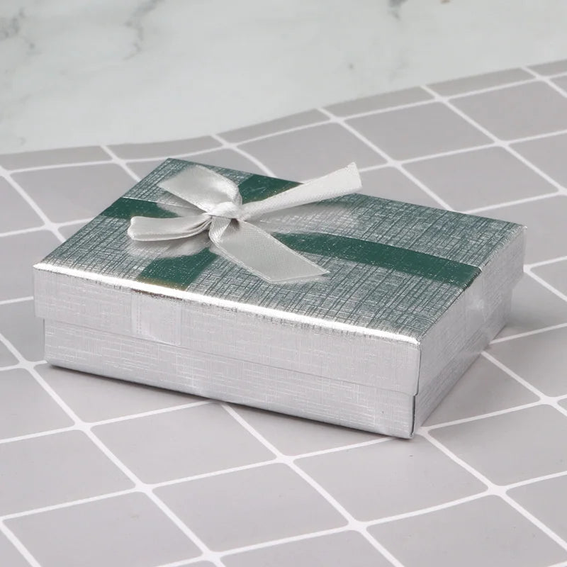 12pcs Cardboard Jewelry Set Bow Gift Box Ring Necklace Bracelets Earring Gift Packaging Boxes With Sponge Inside Rectangle Good Vibrations