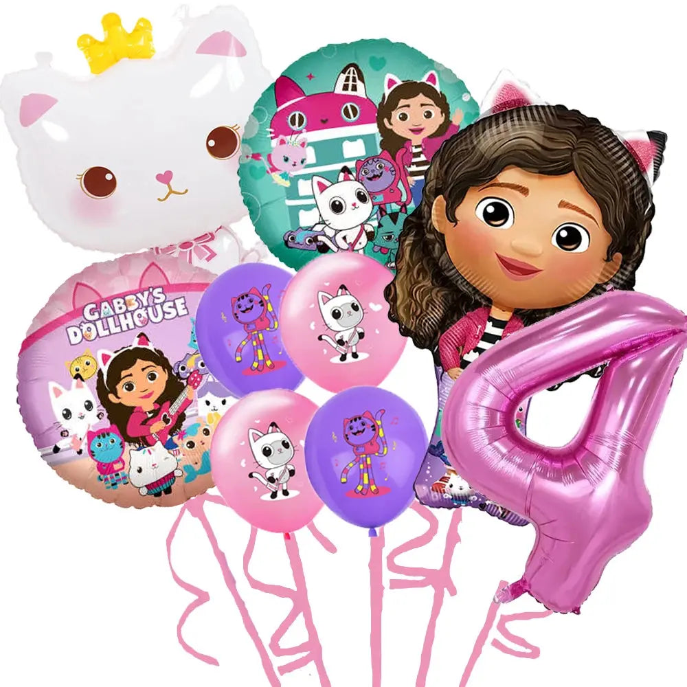 Gabby Doll House Birthday Party Decoration Cat Cutlery Cup Plate Stickers Baby Shower Children's Party Balloon DIY Toy Supplies Good Vibrations