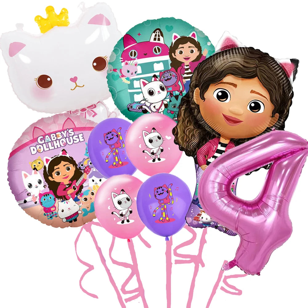 Gabby Doll House Birthday Party Decoration Cat Cutlery Cup Plate Stickers Baby Shower Children's Party Balloon DIY Toy Supplies Good Vibrations