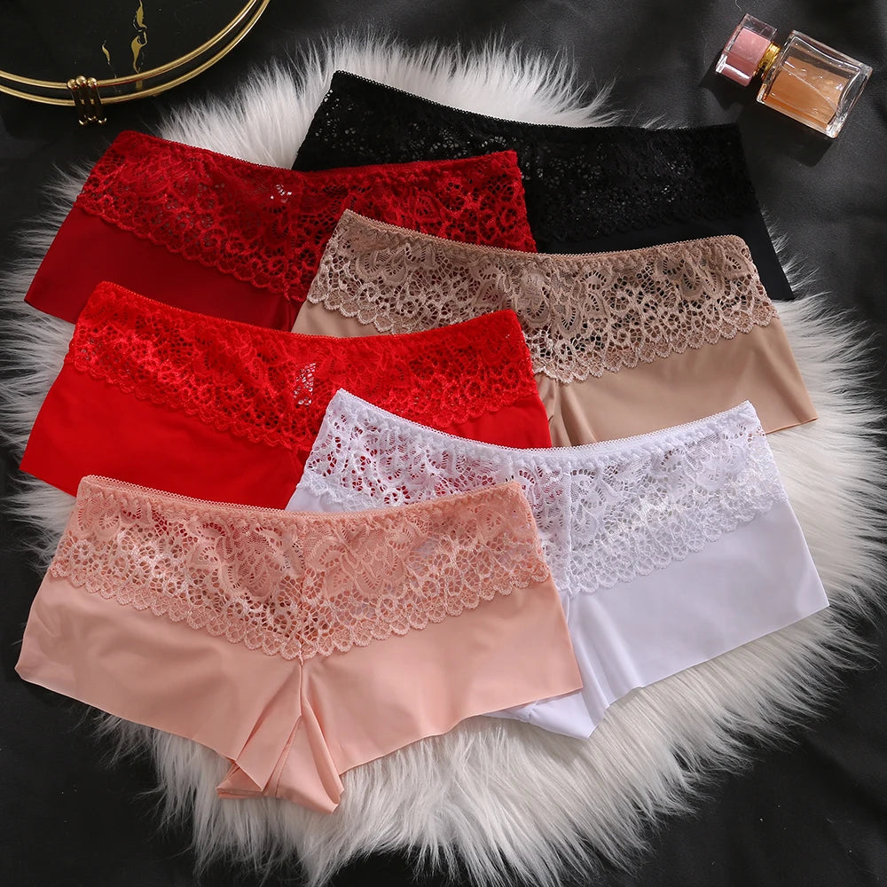Women's Boxers Sexy Lace Panties Perpective Seamless Female Underwear Elasticity Breathable Shorts Women Solid Boxers Lingerie Good Vibrations